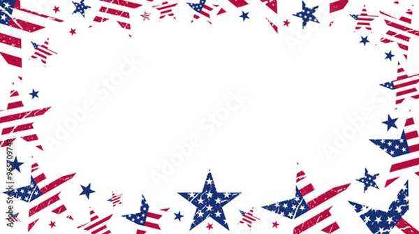 Fototapeta Vintage style star shape, american flag frame vector graphic design. Usa freedom flag border to use for 4th july independence day, memorial day projects. 