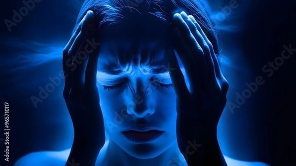 Fototapeta 18. "Visual representation of a person with a severe migraine attack