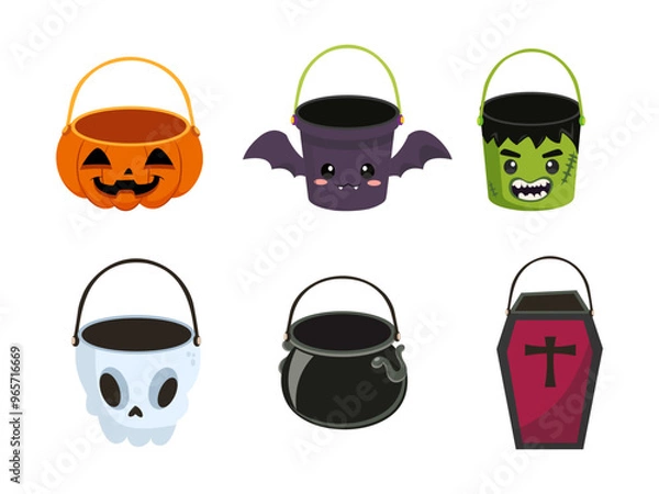 Obraz  Autumn harvest party characters, cartoon monsters. Festive decorations neoteric vector set svg file