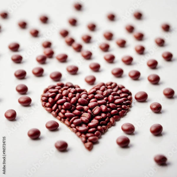 Obraz Beans are sprinkled on a white background in the shape of a heart