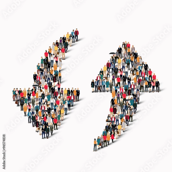 Obraz crowd people  shape  arrow direction