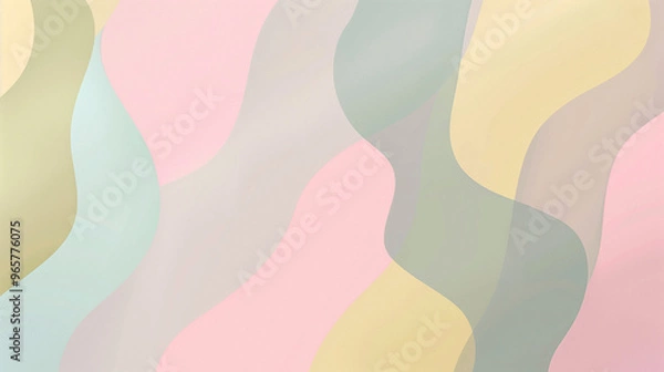 Fototapeta Abstract pastel waves with muted tones of peach, green, and grey.