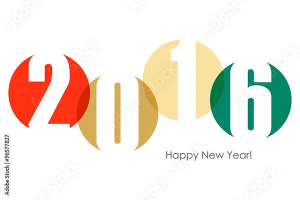 Fototapeta Happy new year 2016 text design. Vector illustration.