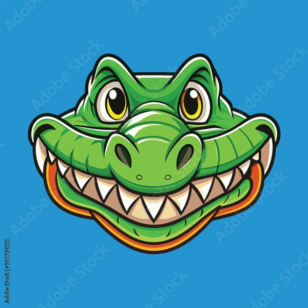 Obraz A minimal Alligator cartoon vector on isolated background 