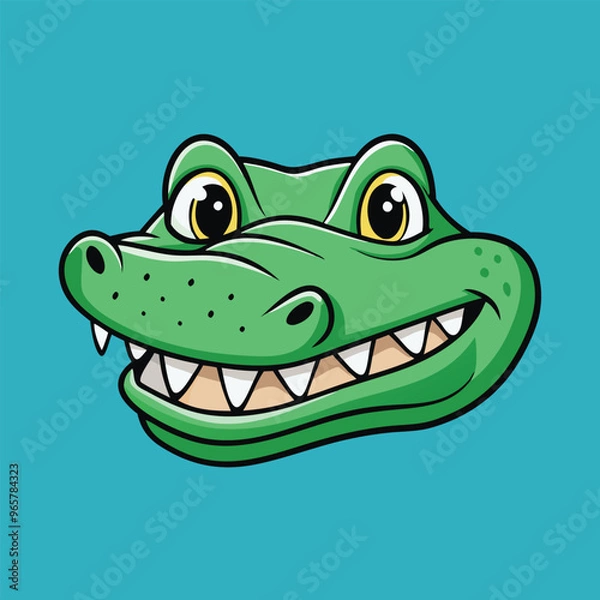 Obraz A minimal Alligator cartoon vector on isolated background 