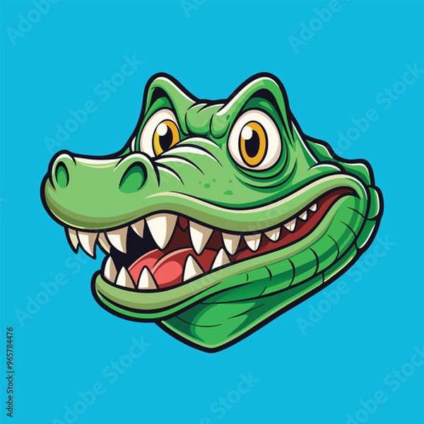 Obraz A minimal Alligator cartoon vector on isolated background 