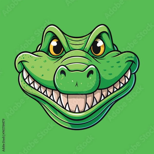 Fototapeta A minimal Alligator cartoon vector on isolated background 