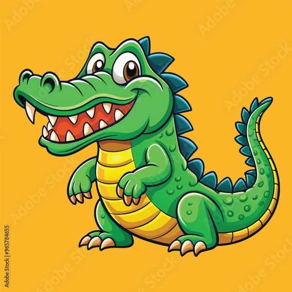 Fototapeta A minimal Alligator cartoon vector on isolated background 
