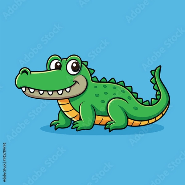 Obraz A minimal Alligator cartoon vector on isolated background 