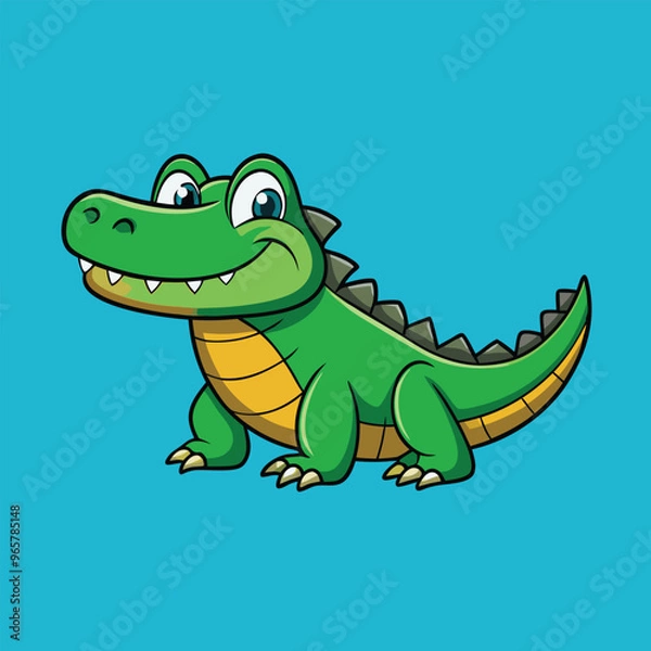 Obraz A minimal Alligator cartoon vector on isolated background 
