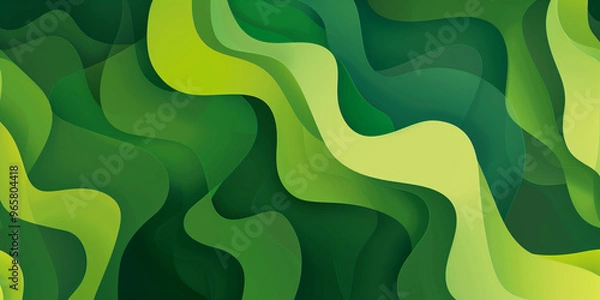 Fototapeta Vivid green and yellow abstract swirling waves creating an energetic flow resembling the essence of nature’s movement.