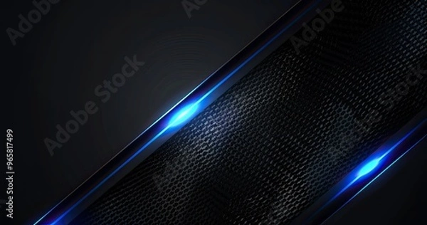 Fototapeta A sleek, modern abstract background featuring dark textures and glowing blue accents, ideal for digital designs or tech themes.