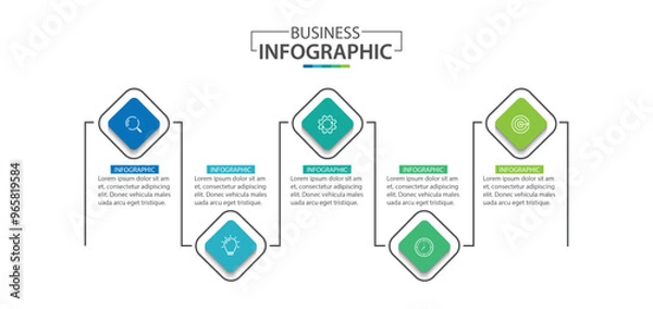 Fototapeta Vector Infographic label design template with icons and 5 options
