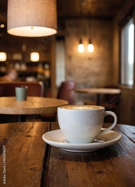 Obraz Latte Art in a Cozy Café Atmosphere