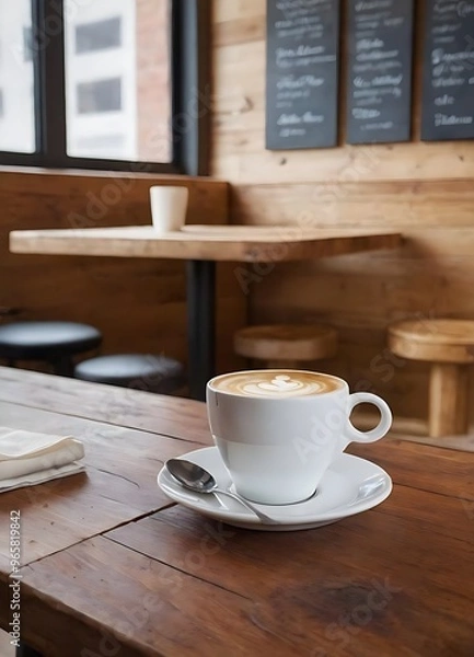 Fototapeta Latte Art in a Cozy Café Atmosphere