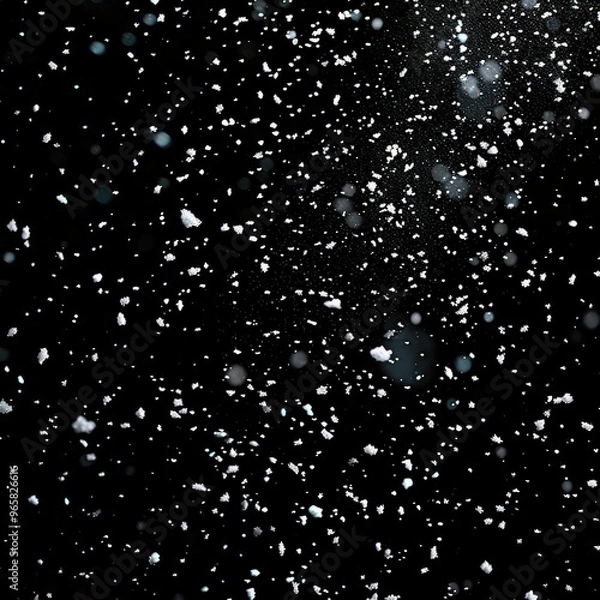Obraz Snow falling on a black background