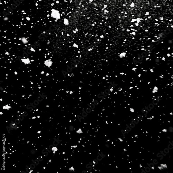 Obraz Snow falling on black background