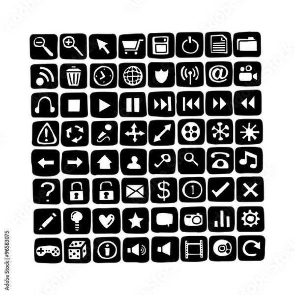 Fototapeta illustration vector doodle hand drawn of black and white compute