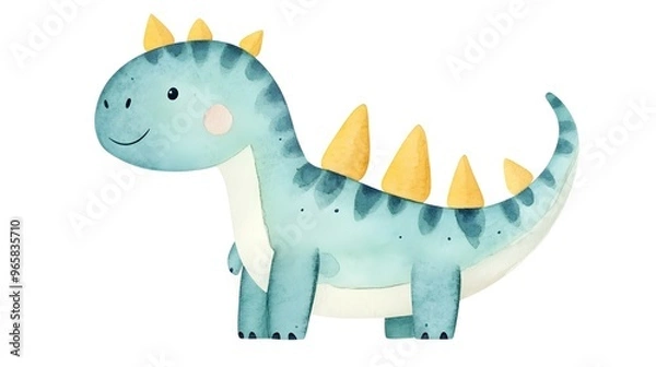 Fototapeta Cute Cartoon Dinosaur with Textured Digital Painting Style
