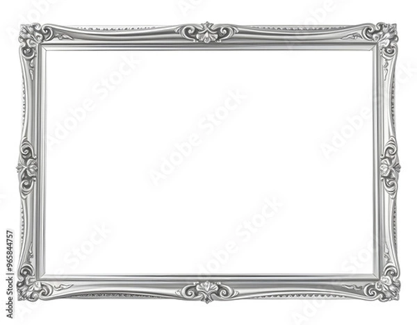 Obraz Antique Silver frame isolated on transparent background