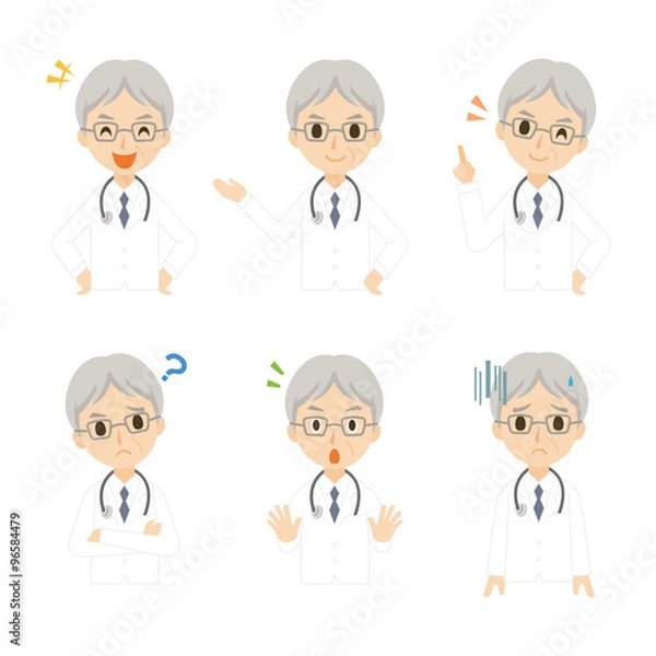 Obraz 男性　医者　ポーズ　セット