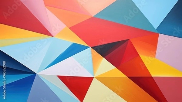Obraz Vibrant Geometric Abstract Art. Colorful Triangles and Polygons on Canvas