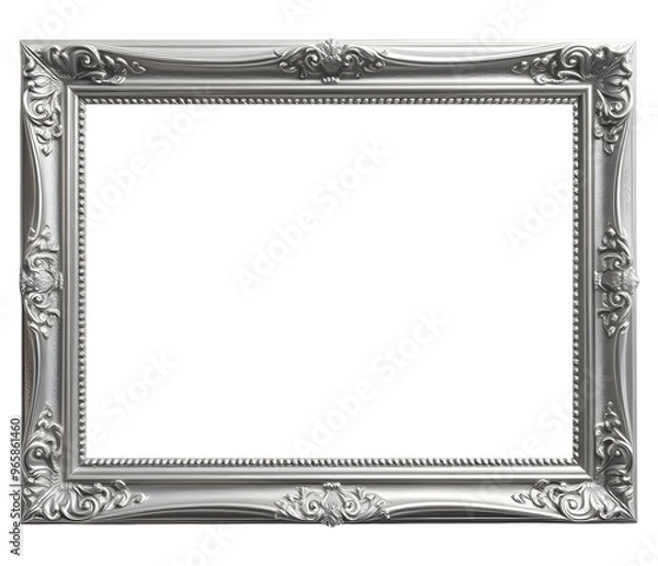 Obraz Vintage Silver frame isolated on transparent background