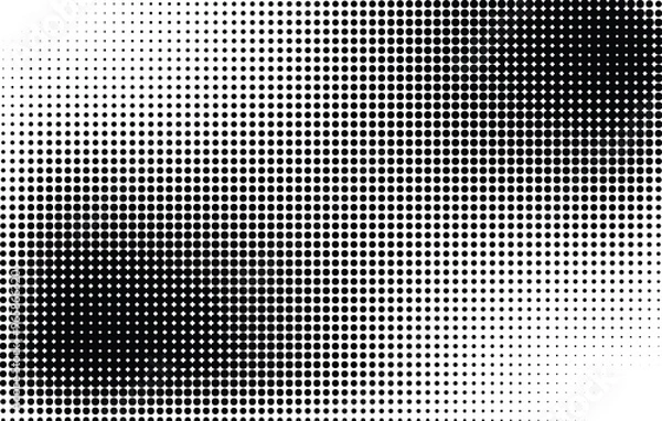 Fototapeta Halftone background with dots. Greyscale pop art pattern in comic style in 3 different styles. Vector illustration
