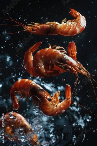 Fototapeta Fresh Shrimp Underwater. for Seafood and Culinary Blogs