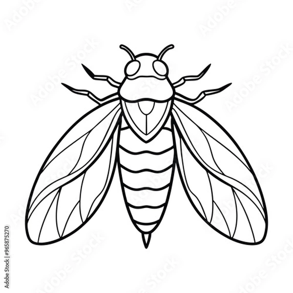 Obraz Cicada Vector Illustration - Cartoon Clipart and Line Art Design for Print.eps