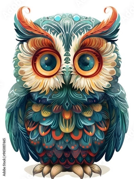 Fototapeta Whimsical Stylized Owl Icon with Oversized Eyes and Playful Expression