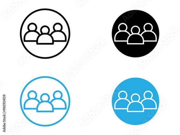 Obraz People icon black and white vector outline sign
