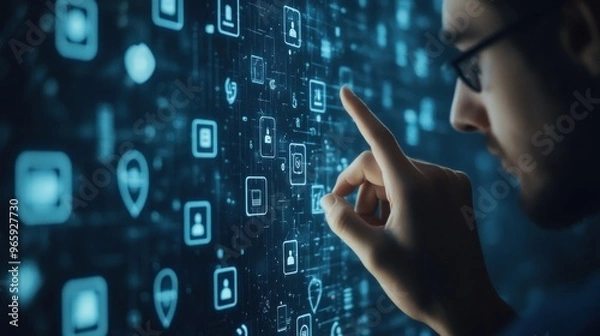 Fototapeta Securing Your Digital World: User Navigates Privacy Settings