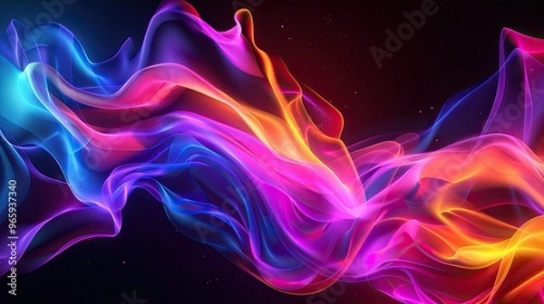 Fototapeta A vibrant, flowing abstract design showcasing colorful waves of light, creating a dynamic and energetic visual effect.