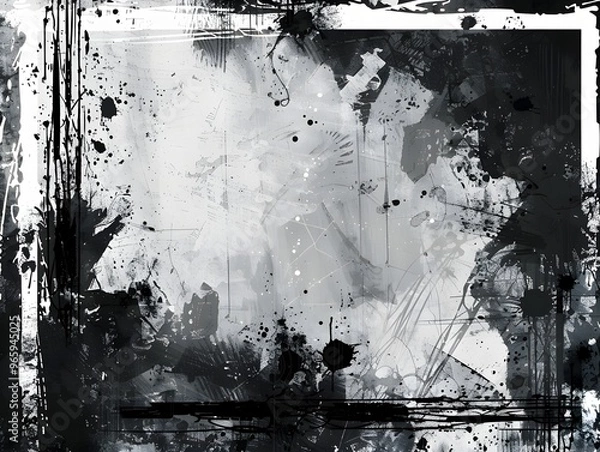 Fototapeta Grungy Distressed Frame with Urban Graffiti Backdrop for Edgy Designs