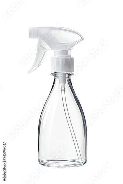 Obraz Empty clear plastic spray bottle with white pump.