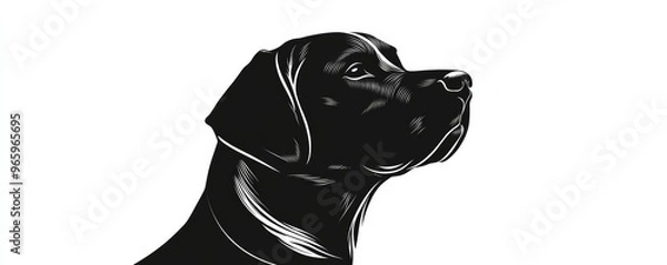 Fototapeta Black labrador retriever dog head profile portrait