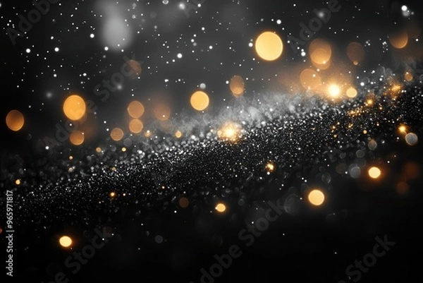 Fototapeta ethereal black bokeh effect shimmering lights against dark backdrop dreamy abstract pattern depth and dimension