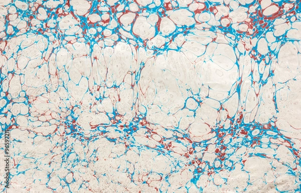 Obraz White and red bubbles ebru