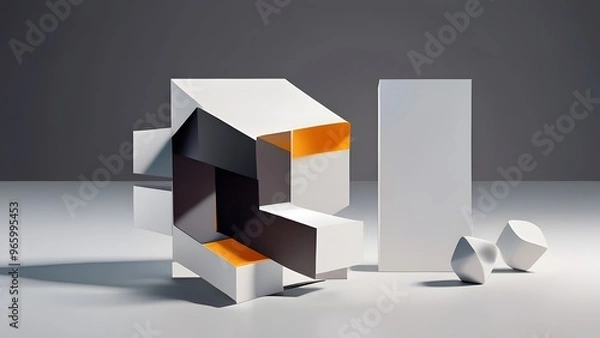 Fototapeta Minimalist 3D typography with bold letters, perfect for clean and modern visual communication and branding design.