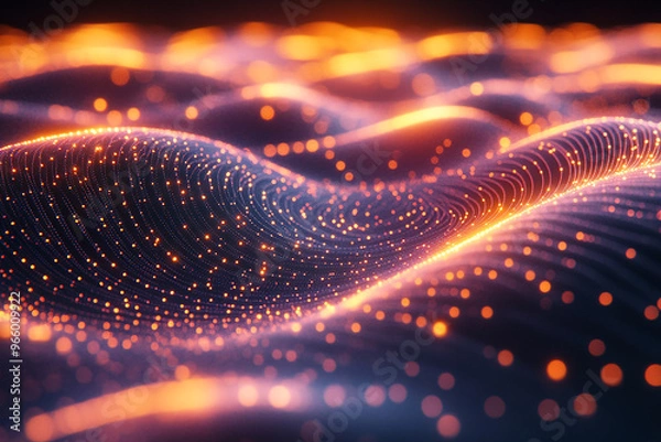Fototapeta Abstract wave particle technology background	
