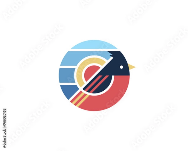 Obraz Minimalistic geometrical bird symbol logo design