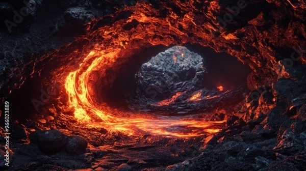 Obraz Fiery Cave of Molten Lava