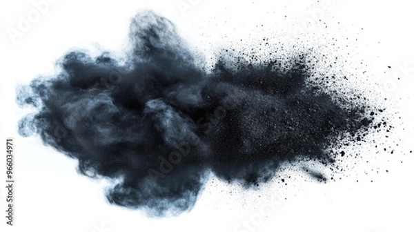 Obraz black color powder pulver explosion isolated on white