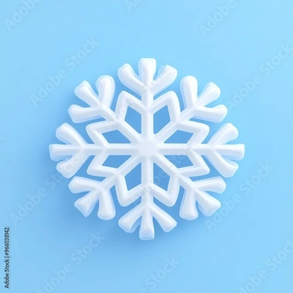Obraz 3D Snowflake Icon: Frozen Precipitation and Winter Weather Illustration Logo
