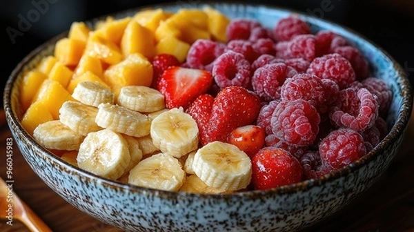Fototapeta Wholesome Morning Delight: Creating a Nutritious Breakfast Bowl with Fresh Ingredients