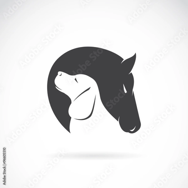 Obraz Vector of horse and dog on white background. Pet. Animal. Easy editable layered vector illustration.