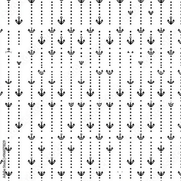 Fototapeta An anchors and polka dots pattern in a modern seamless geometric pattern.