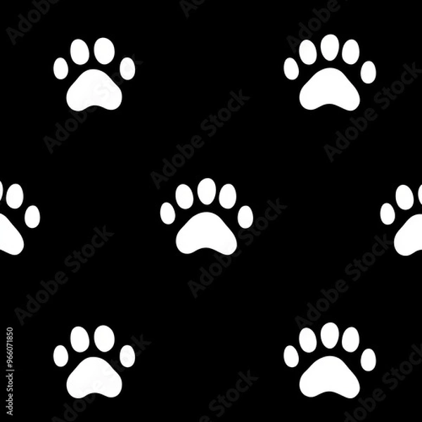 Obraz Dog paw prints background with seamless geometric pattern.