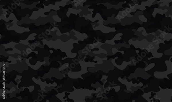 Obraz 
black camouflage seamless background, gray dark pattern, modern night texture